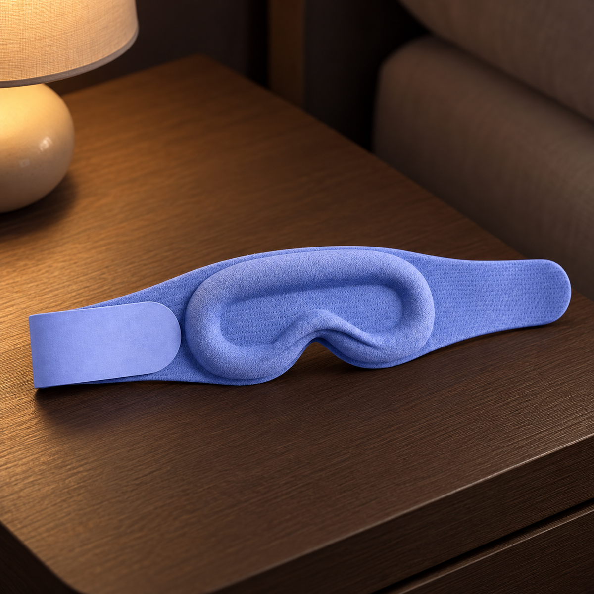 Interior contour and soft fabric of the blue weighted sleep mask