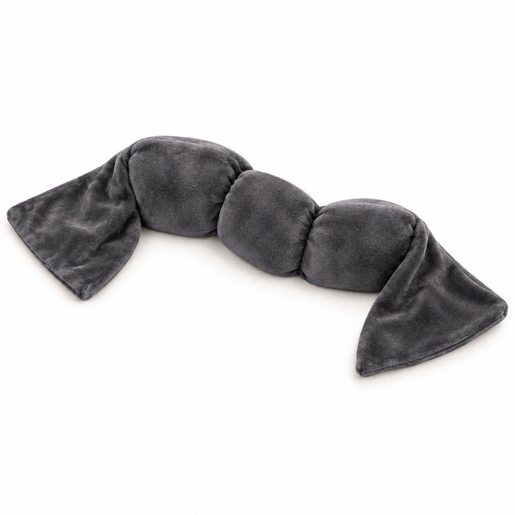 Charcoal DreamDrape segmented weighted eye pillow on white
